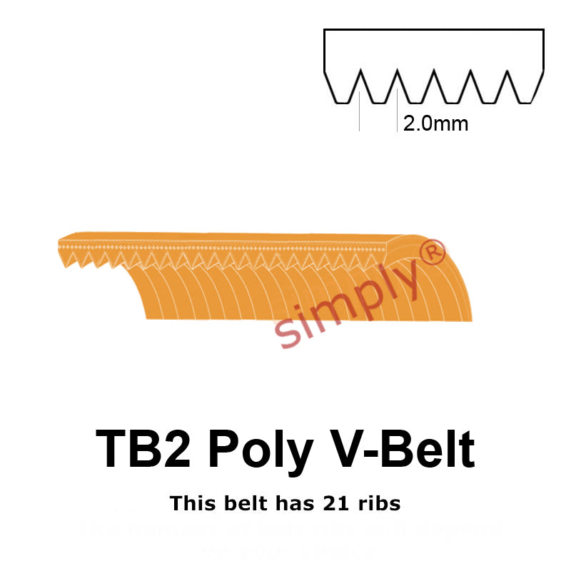 TB2-430 Megadyne Megarib Polyurethane Poly V-Belt 430mm/16.9 inch Length - 21 Ribs - Allow 2-3 Days