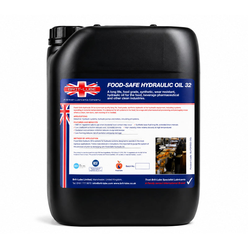 Brit-Lube Food-Tek Synthetic Hydraulic Oil 32 10 Litre - Allow 2-3 Days