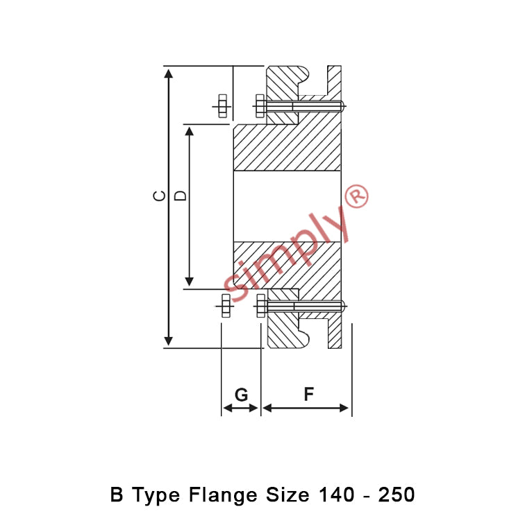 Major Brand F180B-MB Drive Coupling Pilot Bore Max Bore 150mm