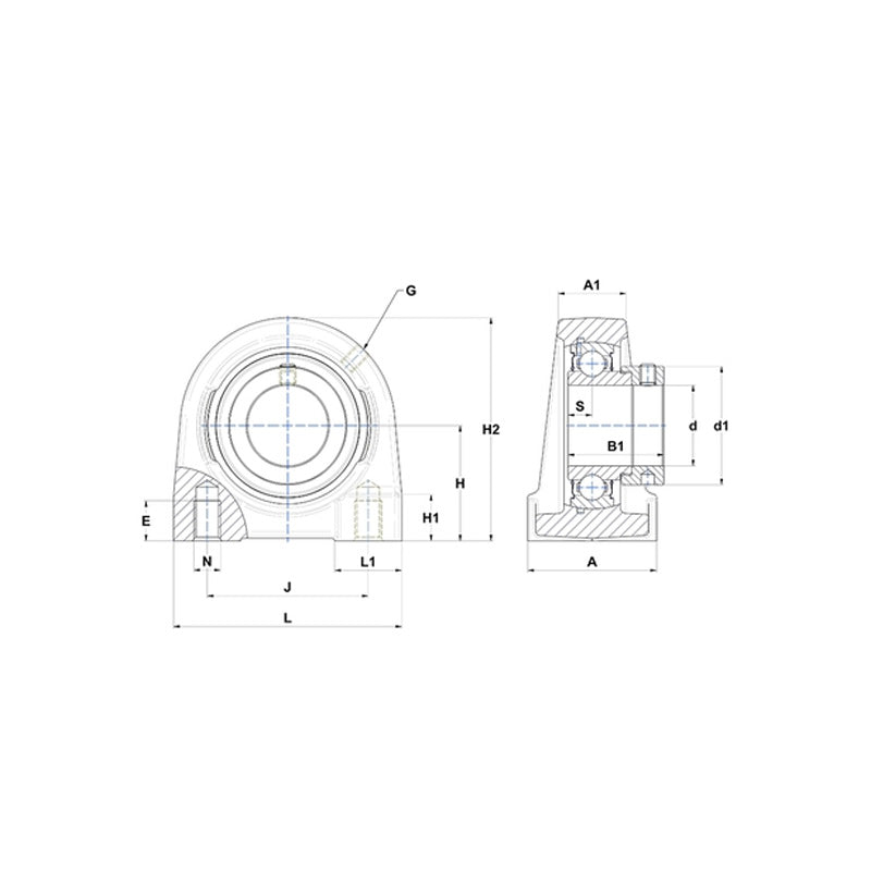 SNR ESPG212 Threaded Base Small Footprint Metric Pillow / Plummer Block Housing Supplied with Eccentric Collar Insert 60mm Bore - Allow 2-3 Days