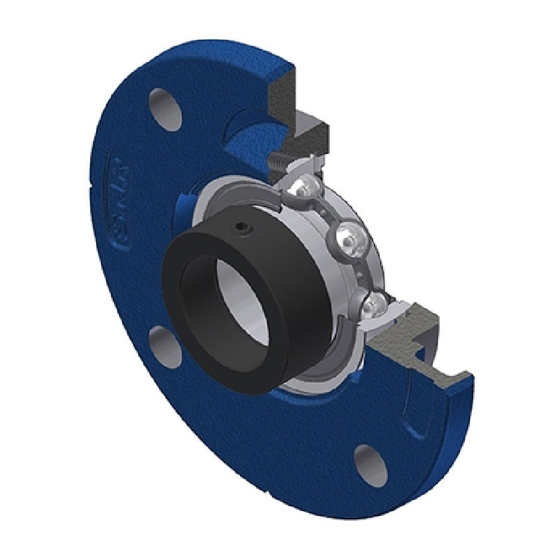 SNR ESFCE205 Metric Four Bolt Cast Iron Round Flanged Housing with 25mm Eccentric Collar Insert