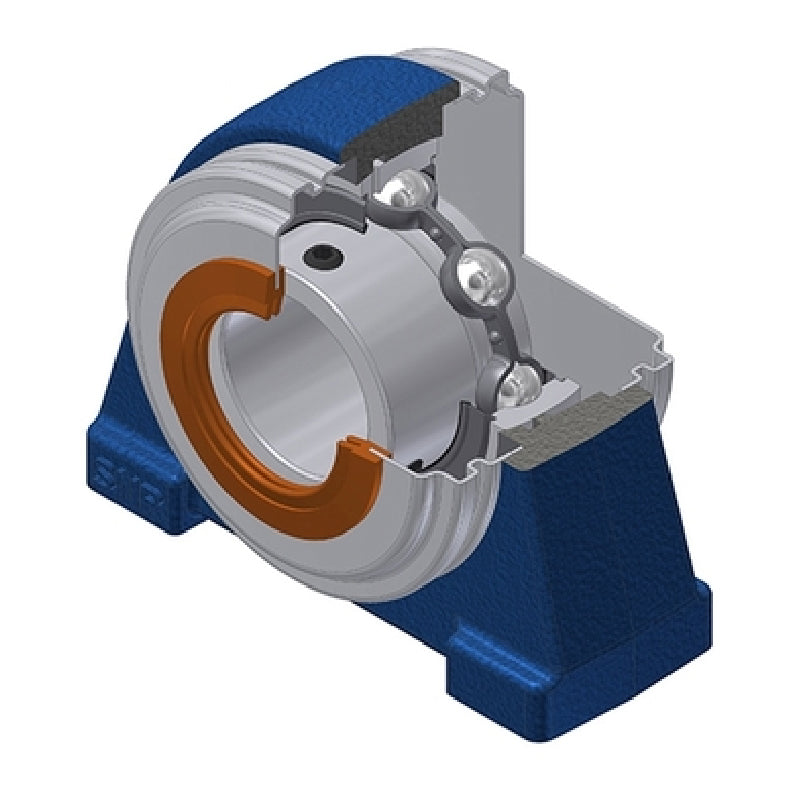 SNR USPAE211CC Threaded Base Small Footprint Metric Pillow / Plummer Block Housing Supplied with 55mm Bore Insert with Narrow Steel Plate Cover - Closed Version - Allow 2-3 Days