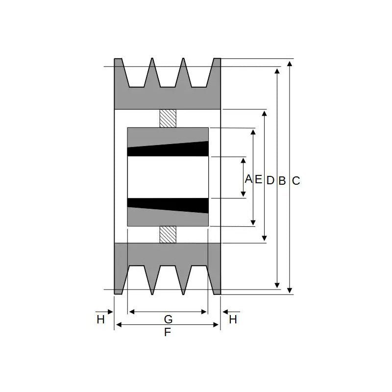 PowerDrive 236X3SPA 236mm Pitch Diameter SPA Section Tapered Locking Bush Type Pulley with 3 Grooves (Bush not Incl.) - Allow 2-3 Days