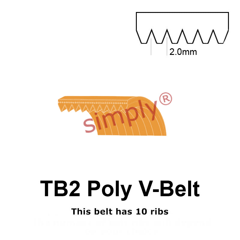 TB2-660 Megadyne Megarib Polyurethane Poly V-Belt 660mm/26 inch Length - 10 Ribs