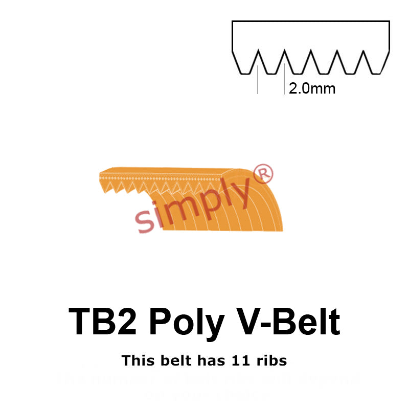 TB2-725 Megadyne Megarib Polyurethane Poly V-Belt 725mm/28.5 inch Length - 11 Ribs - Allow 2-3 Days