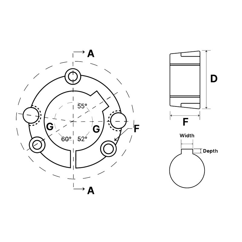 4535-105 Tapered Locking Bush with 105mm Bore