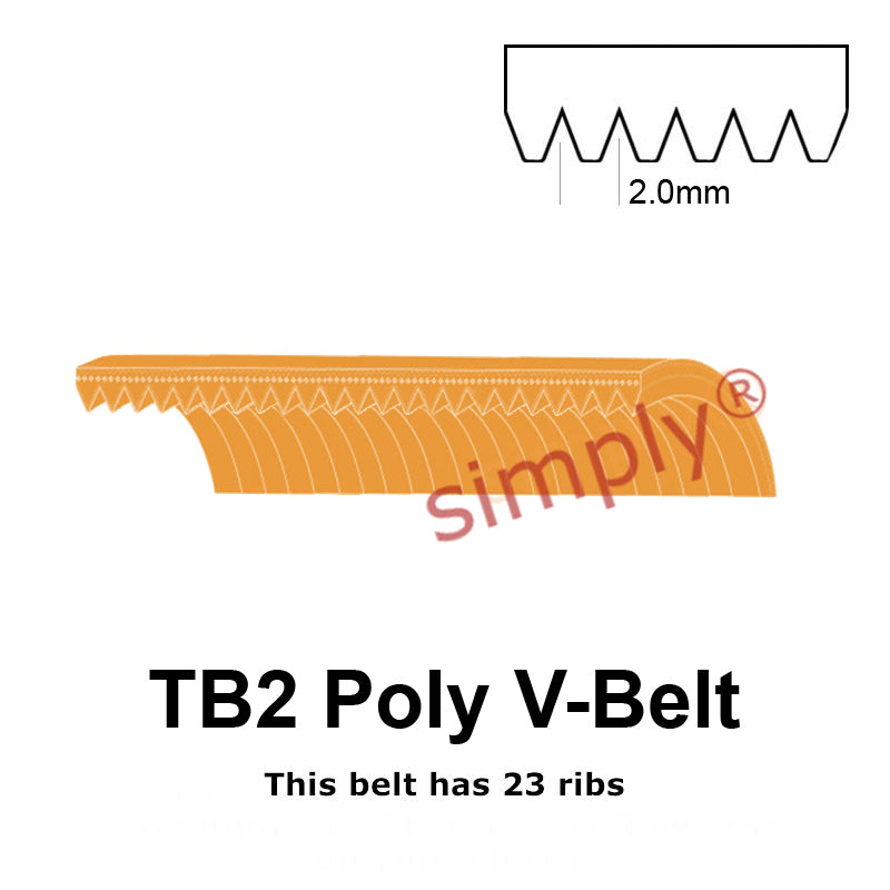 TB2-266 Megadyne Megarib Polyurethane Poly V-Belt 266mm/10.5 inch Length - 23 Ribs - Allow 2-3 Days