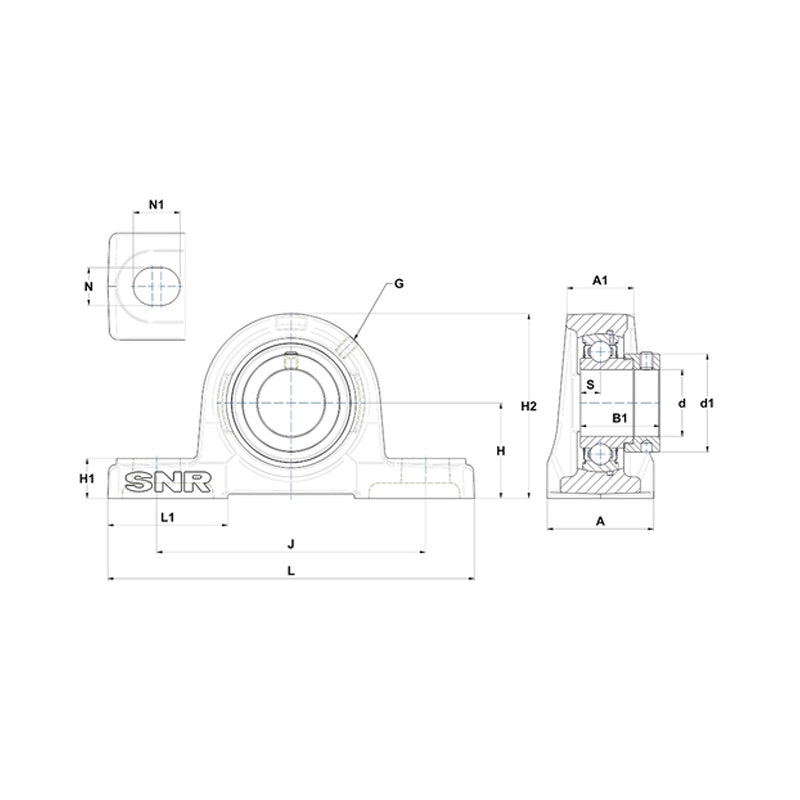 SNR ESP202 Metric Cast Iron Two Bolt Pillow / Plummer Block Housing with 15mm Eccentric Collar Insert - Allow 2-3 Days