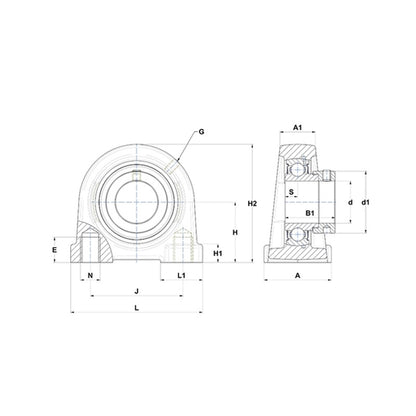 SNR ESPA206 Threaded Base Small Footprint Metric Pillow / Plummer Block Housing with Eccentric Collar Insert 30mm Bore - Allow 2-3 Days