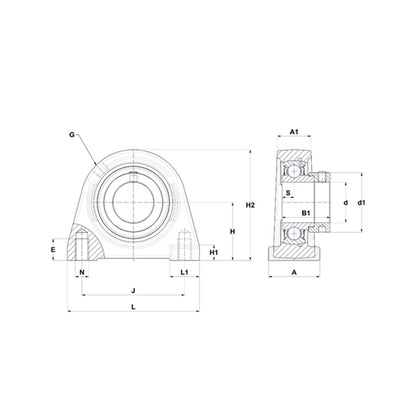 SNR ESPAE208N Threaded Base Small Footprint Metric Pillow / Plummer Block Housing with Eccentric Collar Insert 40mm Bore - Allow 2-3 Days