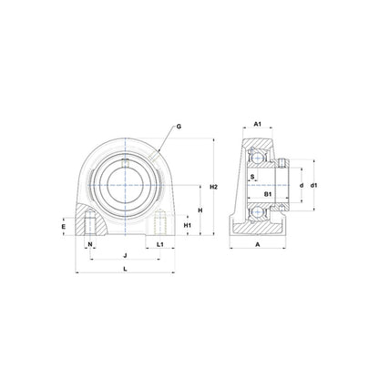 SNR ESPG212 Threaded Base Small Footprint Metric Pillow / Plummer Block Housing Supplied with Eccentric Collar Insert 60mm Bore - Allow 2-3 Days