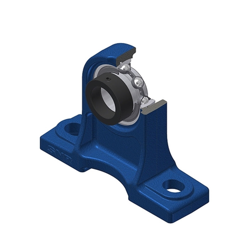 SNR ESPH202N Metric Cast Iron High Centre Height Two Bolt Pillow / Plummer Block Housing with 15mm Bore Eccentric Collar Insert - Allow 2-3 Days