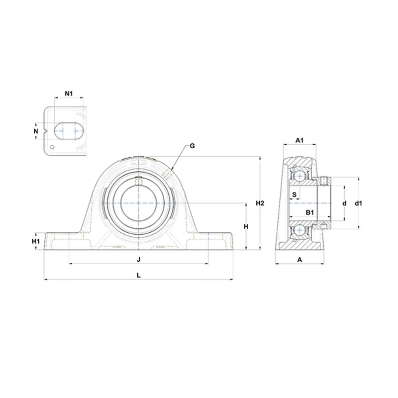 SNR ESPLE202 Metric Cast Iron Two Bolt Pillow / Plummer Block Housing with 15mm Eccentric Collar Insert - Allow 2-3 Days