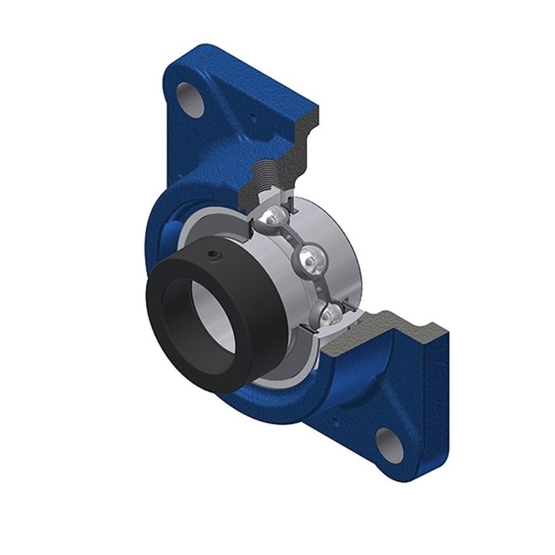SNR EXFE212-39 Imperial Four Bolt Square Cast Iron Flange Housing with 2-7/16 inch Bore Eccentric Collar Insert - Allow 2-3 Days