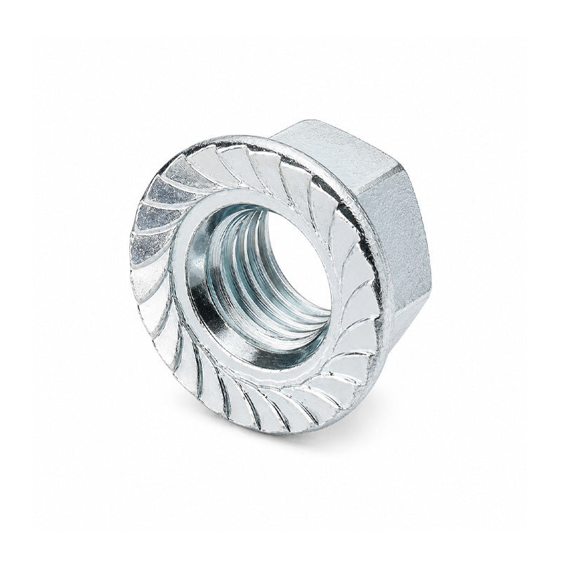 Unifix M4x7 - Class 6 Steel Serrated Flange Nut DIN 6923 with 0.7mm Pitch and Bright Zinc Plated Finish - Allow 2-3 Days