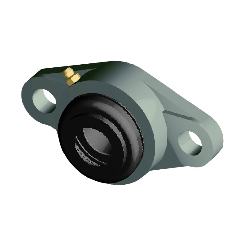 NTN S-UCFLX07-105D1 Imperial Two Bolt Oval Cast Iron Flange Housing with 1-5/16 inch Bore Insert with Steel Plate Cover - Open Version - Allow 2-3 Days