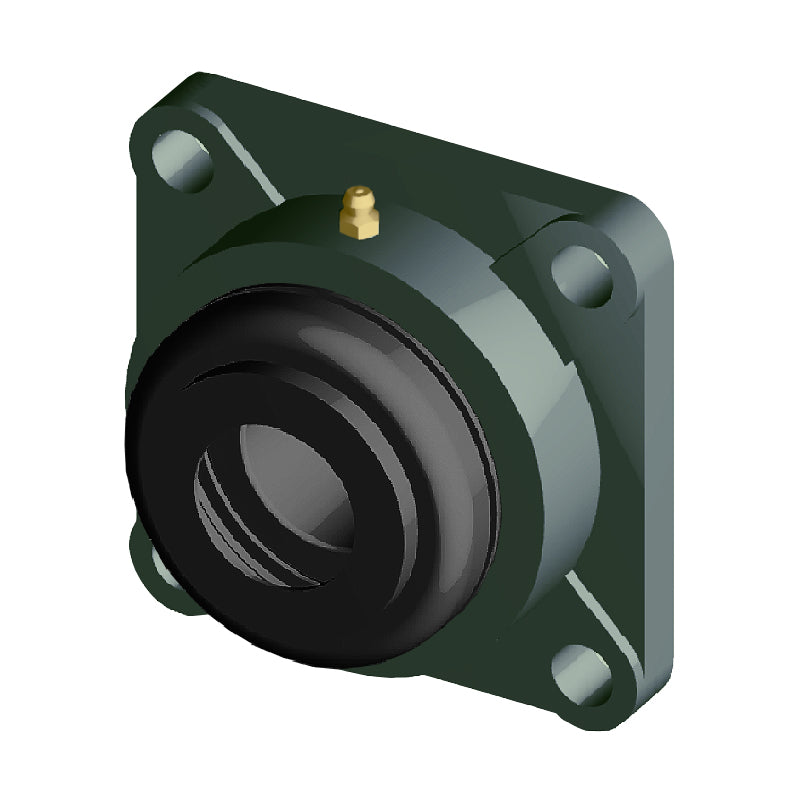 NTN S-UCFX11-202D1 Imperial Four Bolt Square Cast Iron Flange Housing with 2-1/8 inch Bore Insert with Steel Plate Cover - Open Version - Allow 2-3 Days