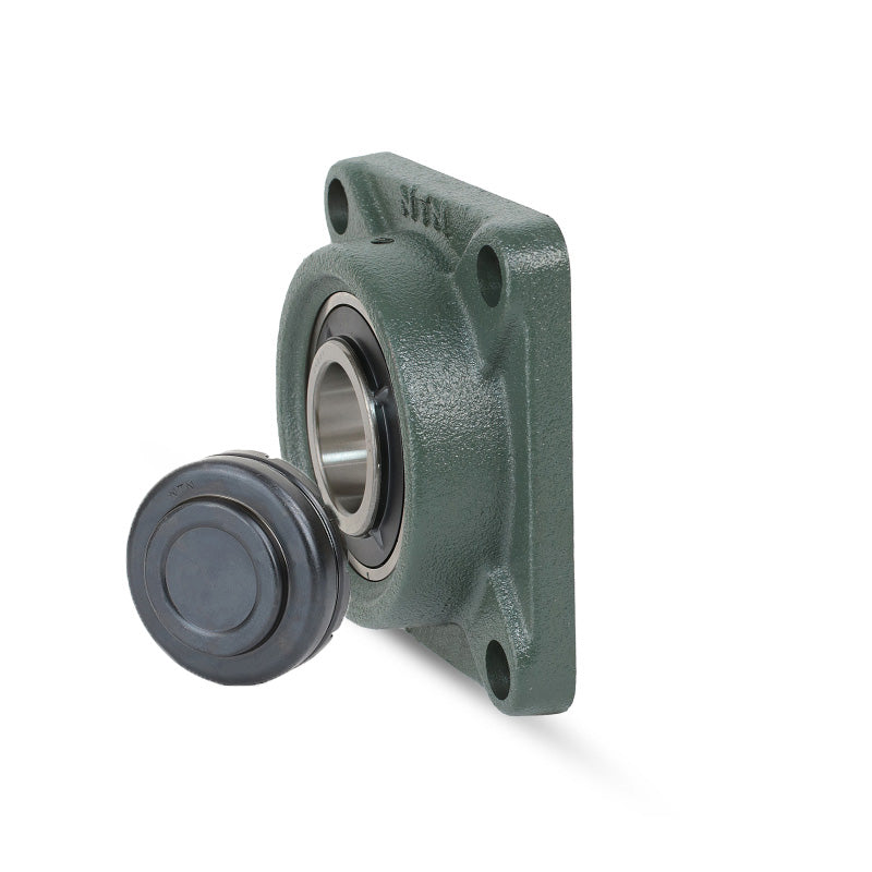 NTN SM-UCF203-011D1 Imperial Four Bolt Square Cast Iron Flange Housing with 11/16 inch Bore Insert with Steel Plate Cover - Closed Version - Allow 2-3 Days