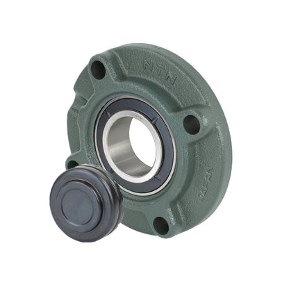 NTN SM-UKFC209SD1/HS2309X Imperial Four Bolt Cast Iron Round Flanged Housing with Steel Plate Cover - Closed Version - Insert and Adaptor Sleeve Fits 1-5/8 inch Shaft - Allow 2-3 Days