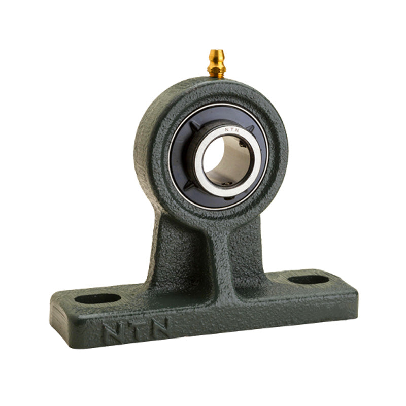 NTN M-UCHP202D1 Metric Cast Iron High Centre Height Two Bolt Pillow / Plummer Block Housing with 15mm Bore Insert - Allow 2-3 Days
