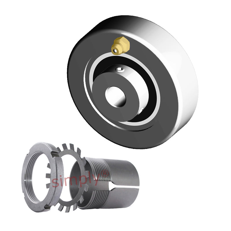 NTN UKC313D1/HE2313X Imperial Cast Iron Cartridge Unit with Adaptor Sleeve Mounted and 2-1/4 inch Bore Insert 6.6929 inch Outside Dia - Allow 2-3 Days
