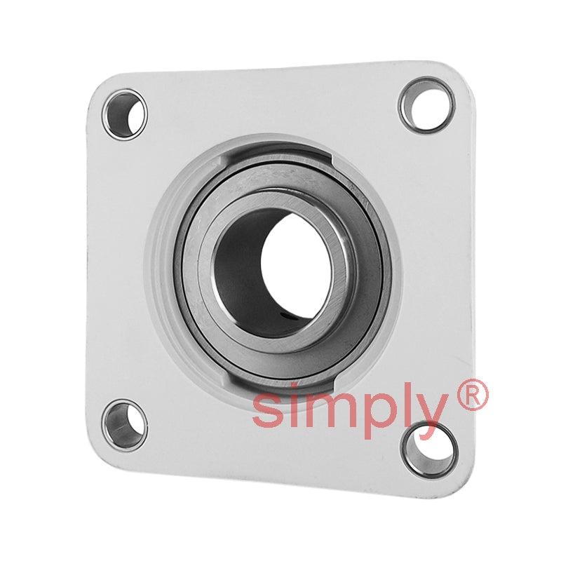 RHP PSF1CR Thermo Plastic Four Bolt Square Flange Housing with 1 inch Bore Stainless Insert - Allow 2-3 Days