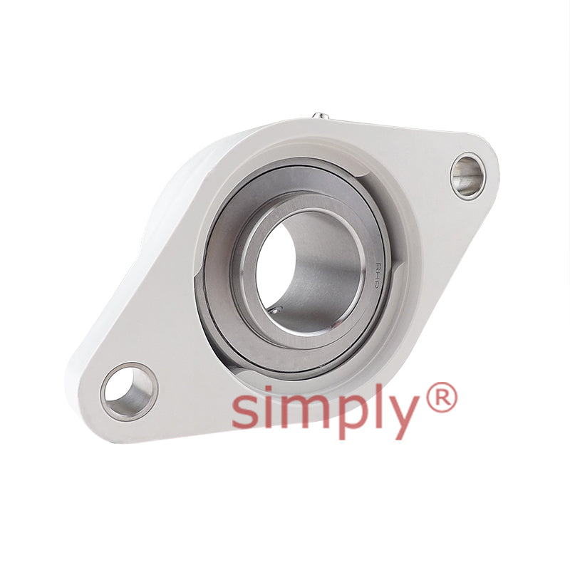 RHP PSFT1-1/4RCR Thermo Plastic Two Bolt Oval Flange Housing with 1-1/4 inch Bore Stainless Insert