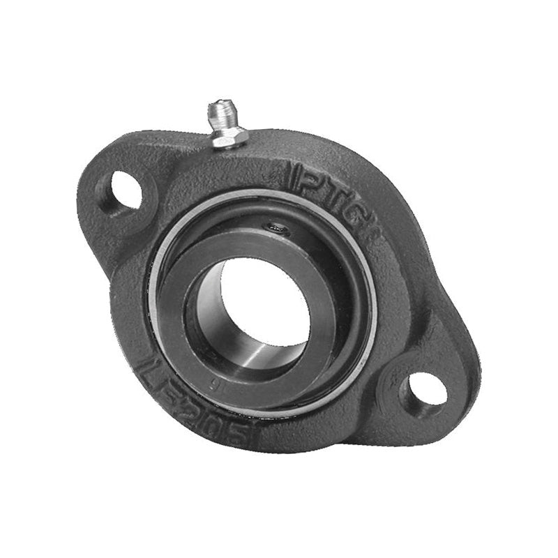 SBLF203 Metric Two Bolt Cast Iron Oval Housing with 17mm Bore Grub Screw Insert
