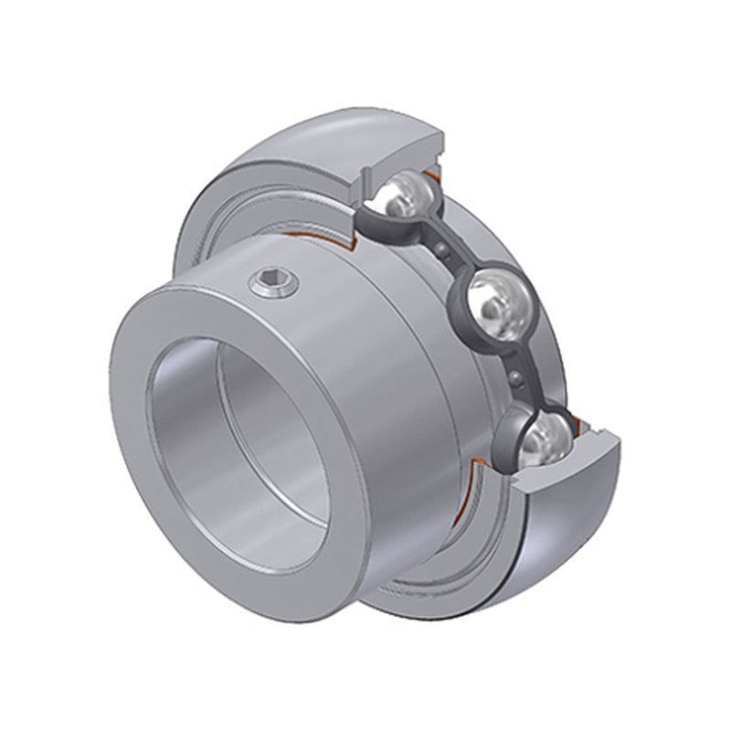 SNR SES206-20 Imperial Stainless Flatback Spherical Outer Food Safe Bearing Insert 1-1/4 inch Bore 62mm Outside Diameter with Eccentric Collar - Allow 2-3 Days