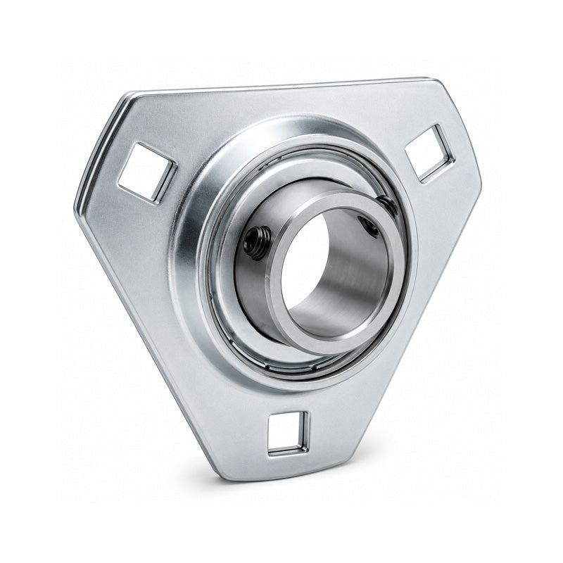 RHP SLFT1-3/16 Pressed Steel 3 Bolt Triangle Flange Housing and 1-3/16 inch Bore Insert
