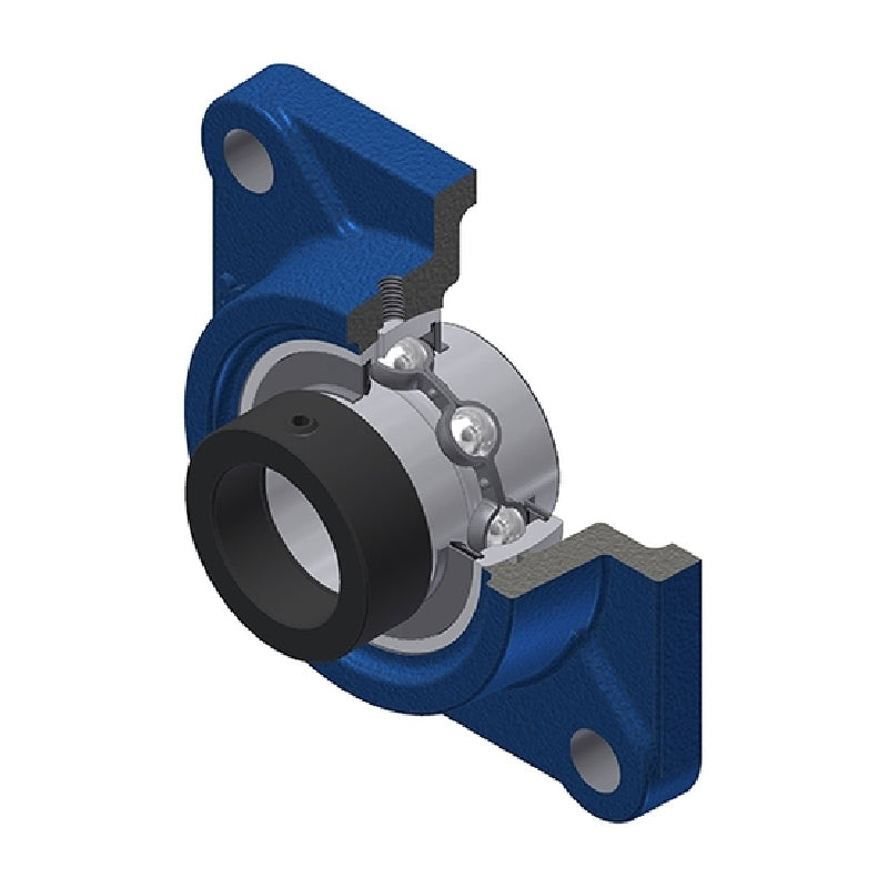 SNR EXF307 Metric Four Bolt Square Cast Iron Flange Housing with 35mm Bore Eccentric Collar Insert - Allow 2-3 Days