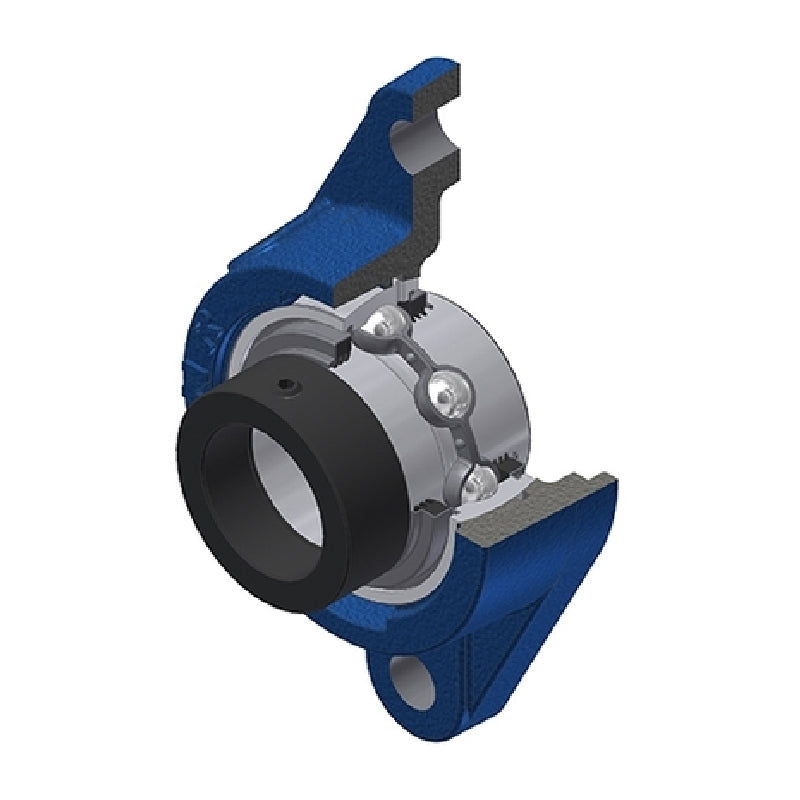 SNR EXFLE207L3 Metric Two Bolt Cast Iron Oval Housing with 35mm Bore Eccentric Collar Insert with Triple Lip Seal