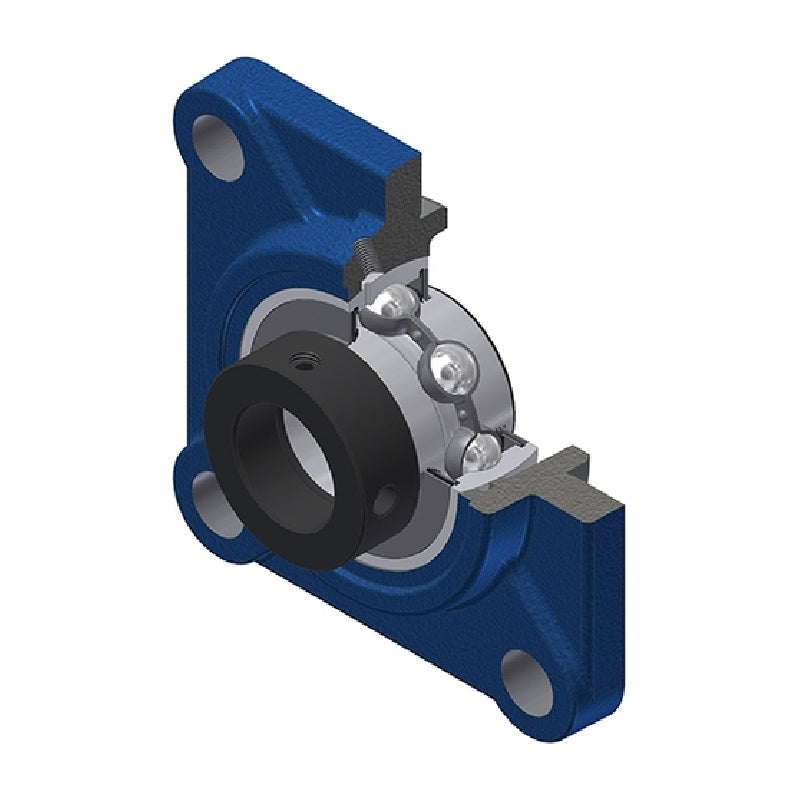 SNR EXFS313 Metric Four Bolt Square Cast Iron Flange Housing with 65mm Bore Eccentric Collar Insert - Allow 2-3 Days