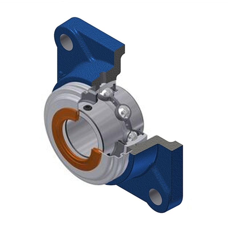 SNR UCF201CO Metric Four Bolt Square Cast Iron Flange Housing with 12mm Bore Insert with Narrow Steel Plate Cover - Open Version - Allow 2-3 Days