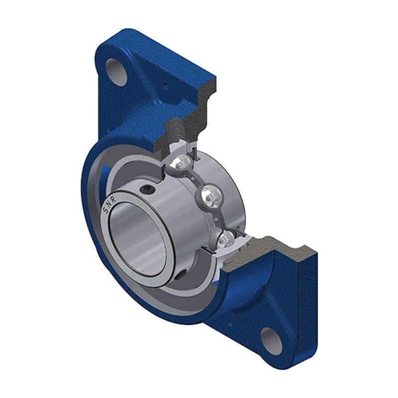 SNR UCFE202N Metric Four Bolt Square Cast Iron Flange Housing with 15mm Bore Insert - Allow 2-3 Days