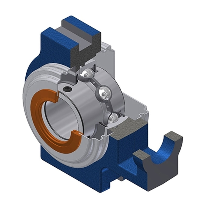 SNR UCT208CC Metric Cast Iron Take Up Unit with 40mm Bore Bearing Unit with Narrow Steel Plate Cover - Closed Version - Allow 2-3 Days