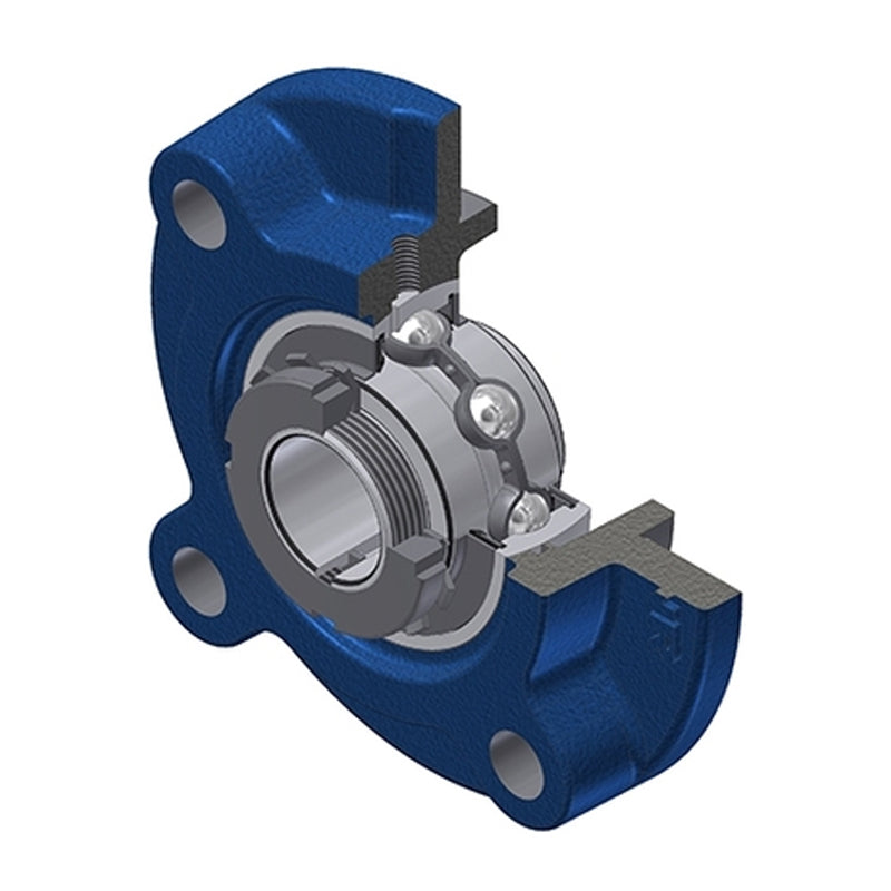 SNR UKFC205H Metric Four Bolt Cast Iron Round Flanged Housing Insert and Adaptor Sleeve Fits 20mm Shaft - Allow 2-3 Days