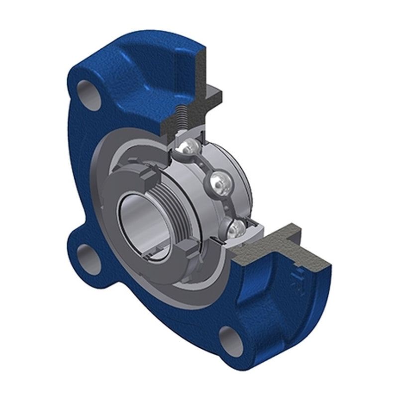SNR UKFC205HN Metric Four Bolt Cast Iron Round Flanged Housing Insert and Adaptor Sleeve Fits 20mm Shaft - Allow 2-3 Days