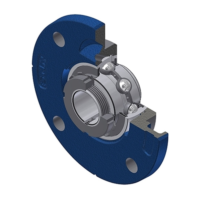 SNR UKFCE215H Metric Four Bolt Cast Iron Round Flanged Housing Insert and Adaptor Sleeve Fits 65mm Shaft - Allow 2-3 Days