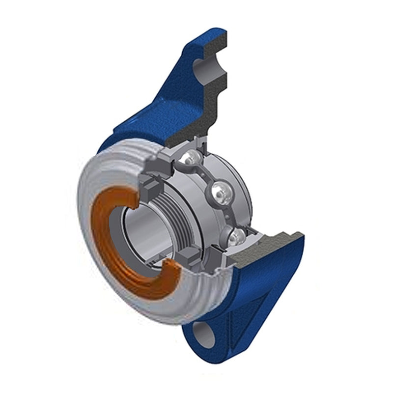SNR UKFLE209HCC Metric Two Bolt Cast Iron Oval Housing with Narrow Steel Plate Cover - Closed Version - Insert and Adaptor Sleeve Fits 40mm Shaft - Allow 2-3 Days