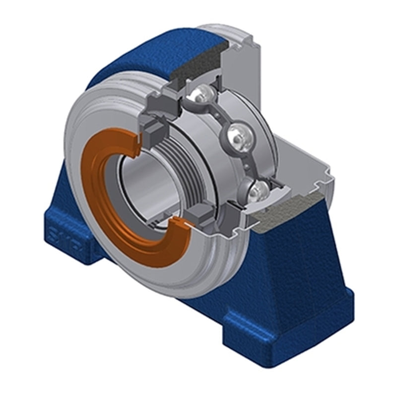 SNR UKPAE208HCC Threaded Base Small Footprint Metric Pillow / Plummer Block Housing with Narrow Steel Plate Cover - Closed Version - Insert and Adaptor Sleeve Fits 35mm Shaft - Allow 2-3 Days