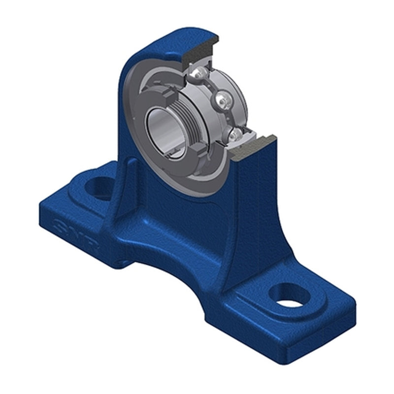SNR UKPH209HN Metric Cast Iron High Centre Height Two Bolt Pillow / Plummer Block Housing Insert and Adaptor Sleeve Fits 40mm Shaft - Allow 2-3 Days