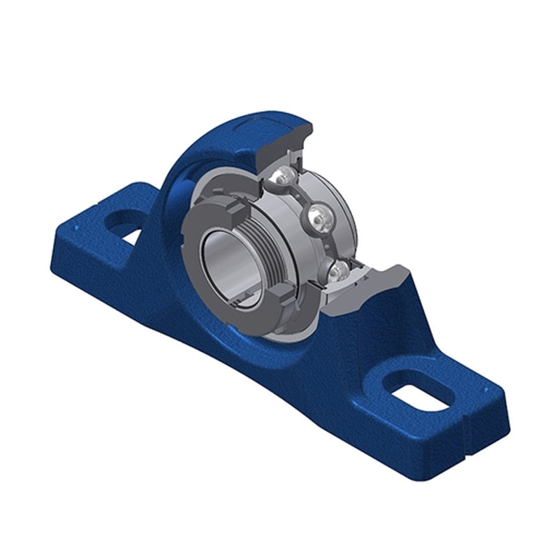 SNR UKPLE212H Metric Cast Iron Two Bolt Pillow / Plummer Block Housing Insert and Adaptor Sleeve Fits 55mm Shaft - Allow 2-3 Days