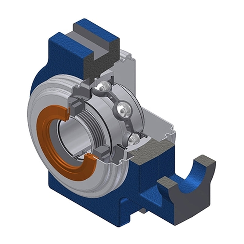 SNR UKT208HCC Metric Cast Iron Take Up Unit Insert with Narrow Steel Plate Cover and Adaptor Sleeve Fits 35mm Shaft - Closed Version - Allow 2-3 Days