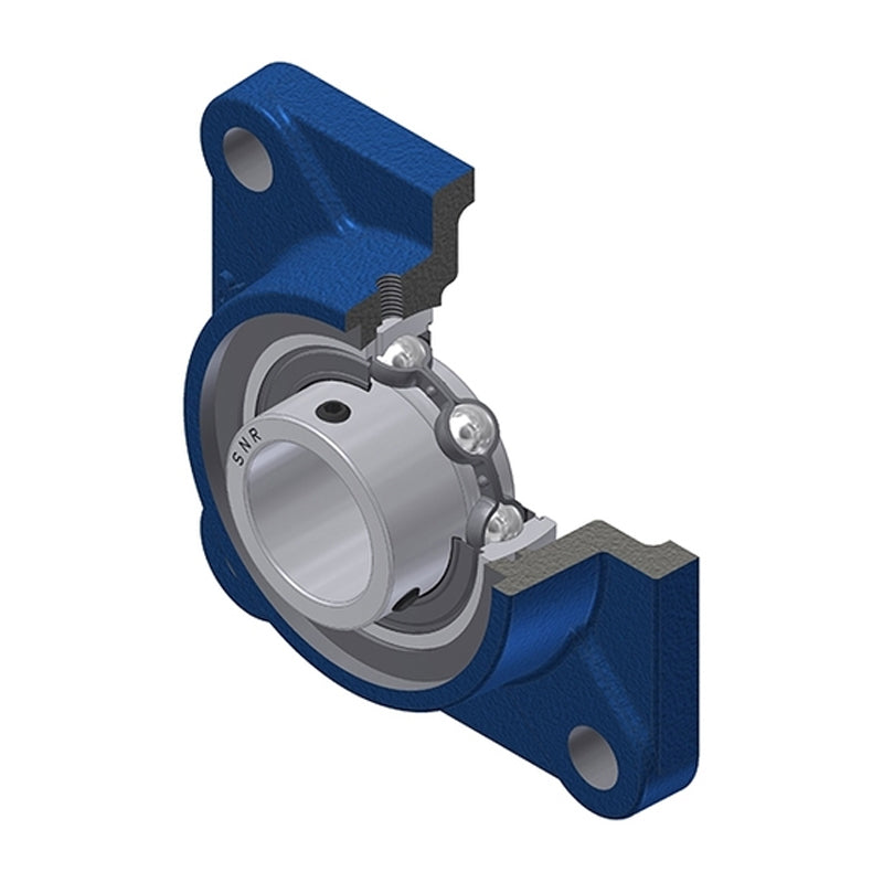 SNR USF203N Metric Four Bolt Square Cast Iron Flange Housing with 17mm Bore Insert - Allow 2-3 Days