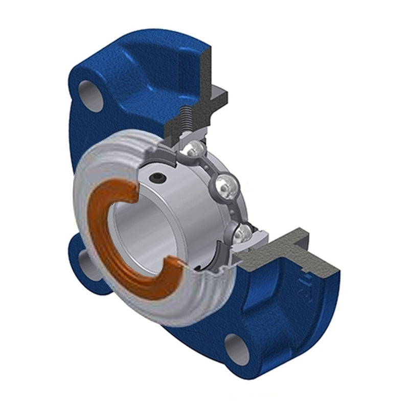 SNR USFC208CC Metric Four Bolt Cast Iron Round Flanged Housing with 40mm Insert with Narrow Steel Plate Cover - Closed Version - Allow 2-3 Days
