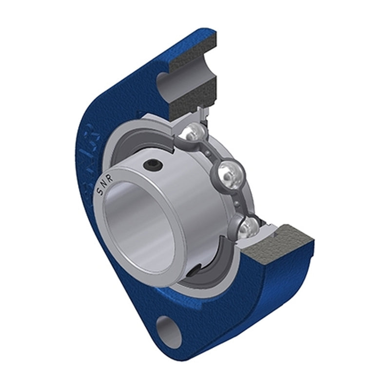 SNR USFD205 Metric Two Bolt Oval Cast Iron Flange Housing with 25mm Bore Insert