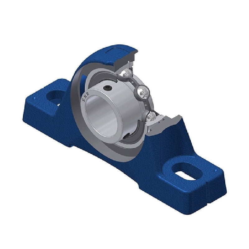 SNR USPE212N Metric Cast Iron Two Bolt Pillow / Plummer Block Housing with 60mm Bore Insert - Allow 2-3 Days