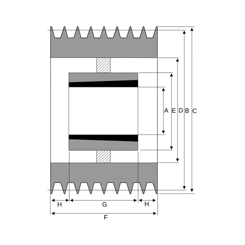 PowerDrive 400X8SPB 400mm Pitch Diameter SPB Section Tapered Locking Bush Type Pulley with 8 Grooves (Bush not Incl.) - Allow 2-3 Days