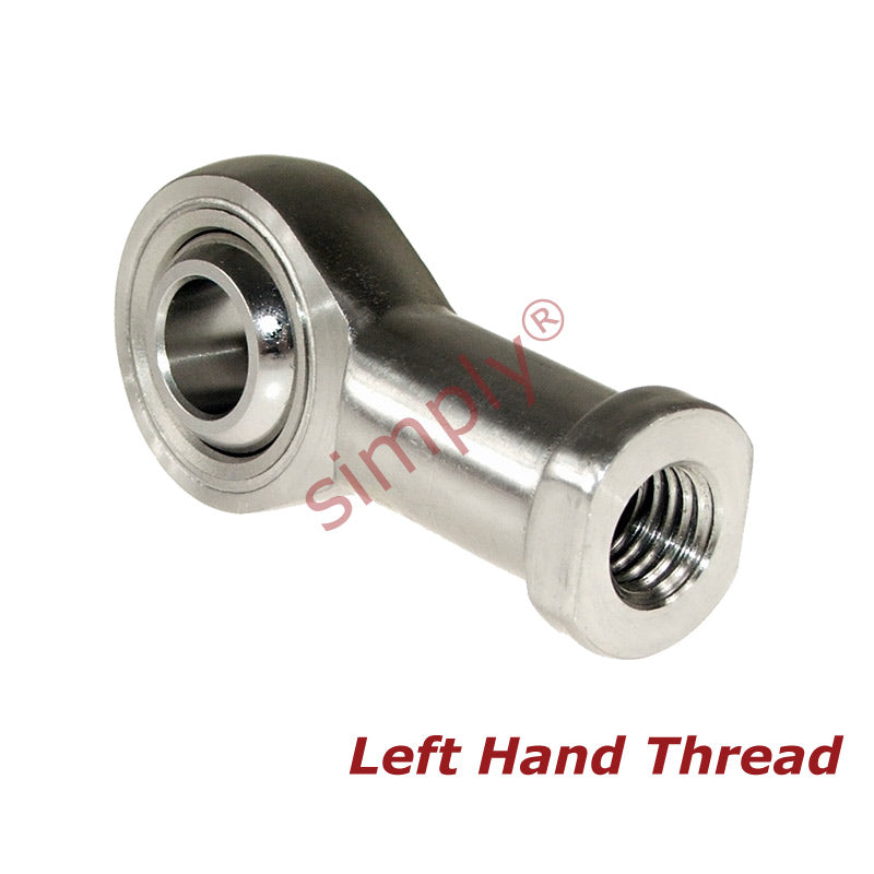 Budget SSPHS8L Left Hand Stainless Steel / PTFE Lined Plain Female Rod End 8mm Bore M8x1.25 Thread